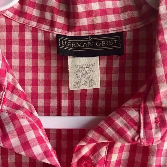 Herman Geist Sleeveless Pink and White Shirt Size Small - Picture 3 of 9